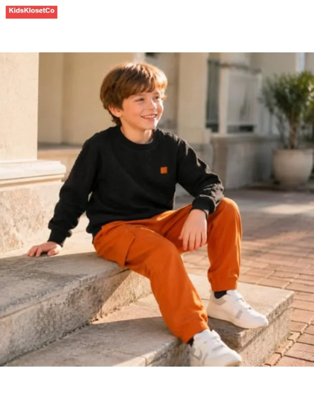 Kids 2 Piece Fall Outfit Knitted Sweatshirt & Cargo Pants Set